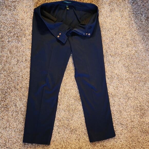 VTG Double Snap Lauren by RL Stretch Chino Career Ankle Pant Navy Size 10 EUC - Picture 2 of 5
